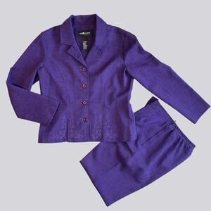 Sag Harbor Dress Petites vintage purple embroidered pantsuit 8P